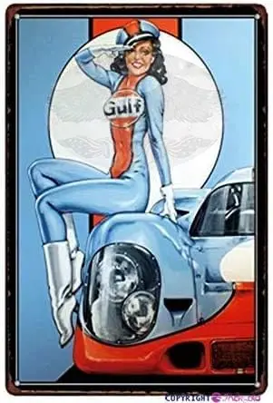 الرجعية معدن القصدير تسجيل الخليج سيدة سباقات بار حانة تسجيل الخارجي المنزل كهف المرآب بار الجدار الديكور معدن الألومنيوم تسجيل #1