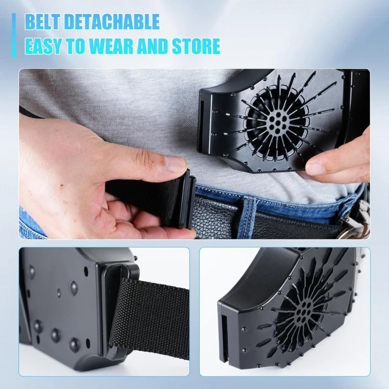 Открытый поясной вентилятор Ремень вентилятор Перезаряжаемый охлаждающий вентилятор Поясной зажим Вентилятор из АБС-пластика для