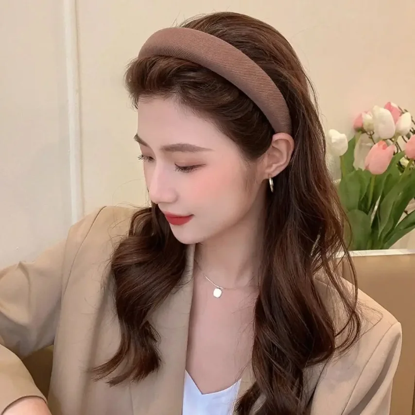 Neue graue Stirnbänder Retro gestrickte Schleife Wolle breites Haarband für Frau Mädchen elegante Haarband Dame Winter Mode Haarschmuck – Detail 6