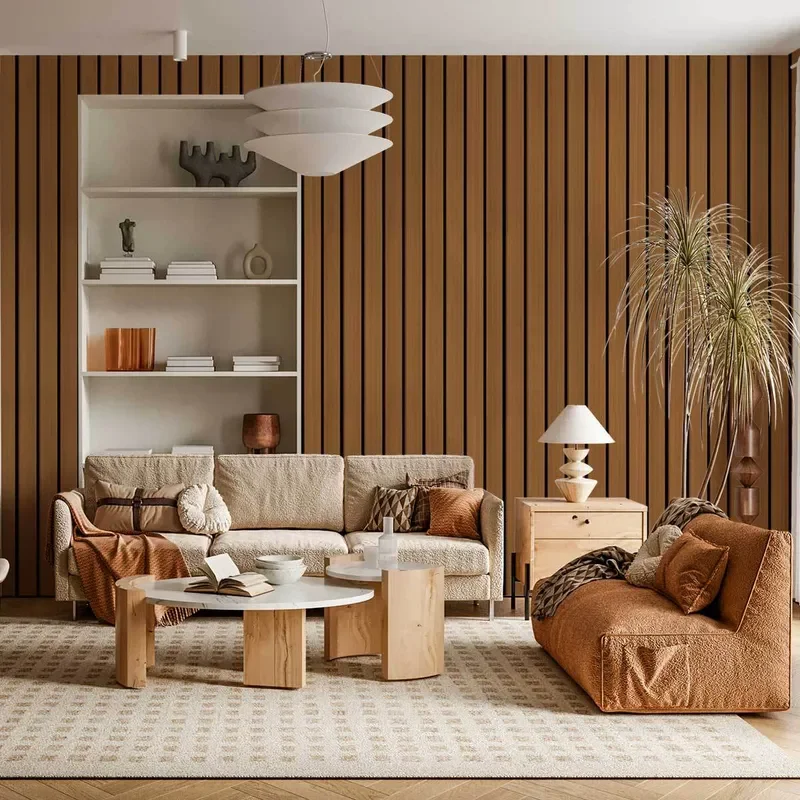 2026 hot sale Cross-border imitation grille wallpaper background wall decorative wood stripe 3d three-dimensional