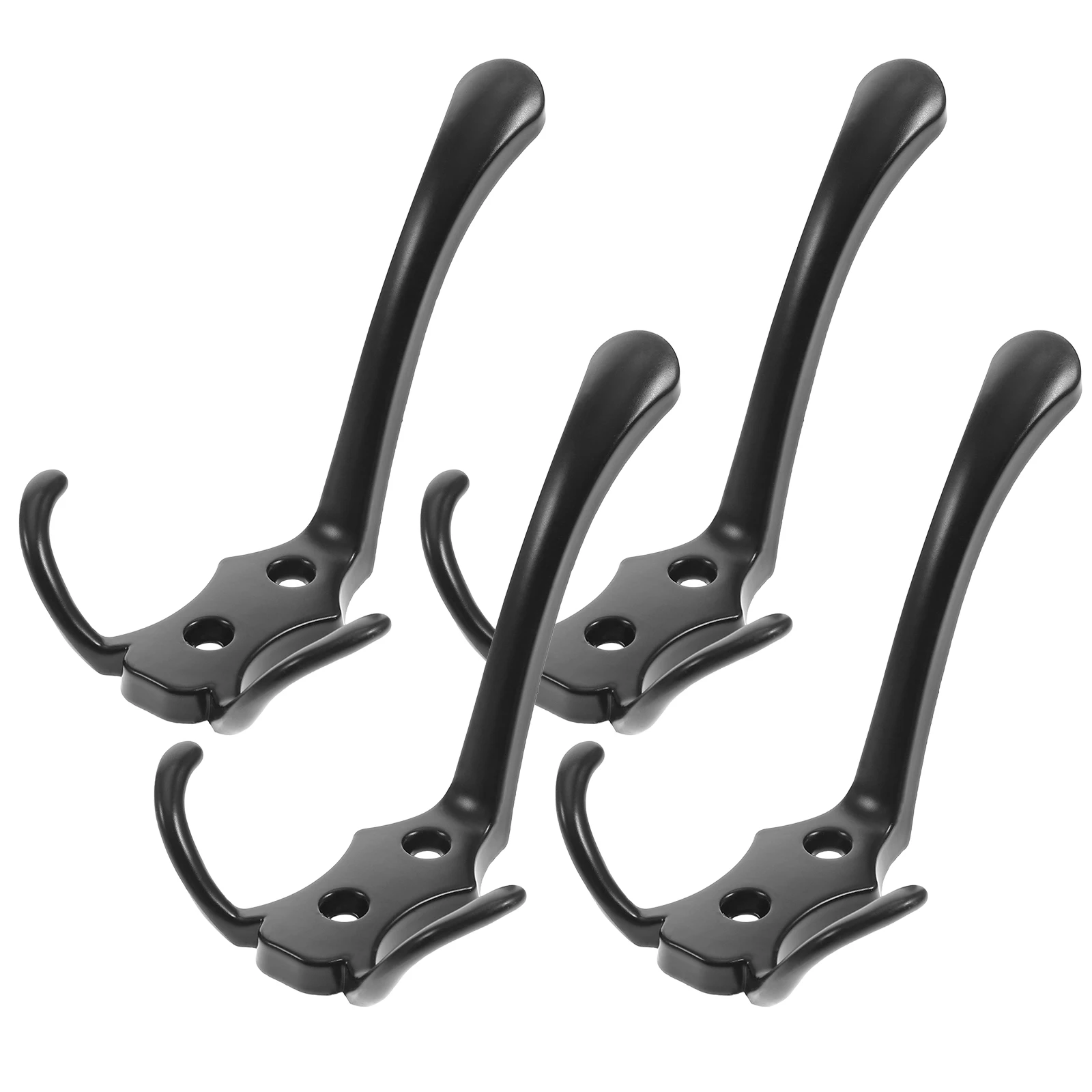 

4 Pcs Wall Hooks Metal Zinc Alloy Bathroom Kitchen Coat Towel Storage Black Hanging Hooks Multifunction Space Saving