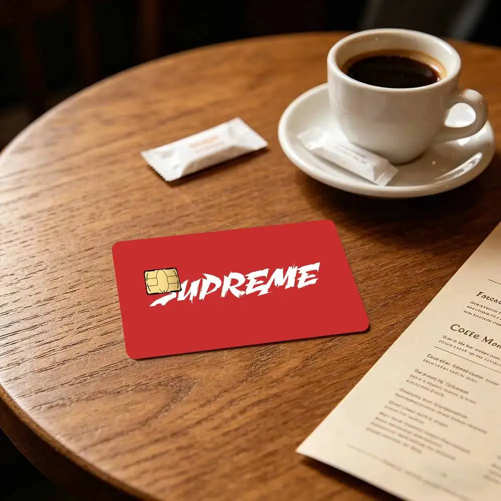 LOGO S-U-P-R-eM-e Aesthetic   100% Hot Sale Amine Credit Debit Bank Card Bus Card Film Skin Sticker 1 set of 4 pcs