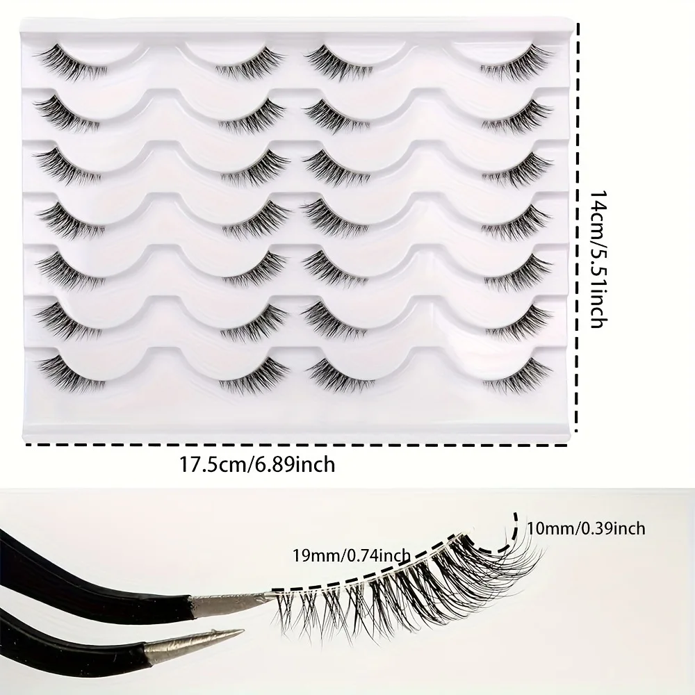 14 Paar halbe künstliche Wimpern, transparente Wimpern, natürliche, kurze Akzentwimpern, leicht, weich, wiederverwendbar, Augen-Make-up für den täglichen Gebrauch und zum Dating – Detail 4