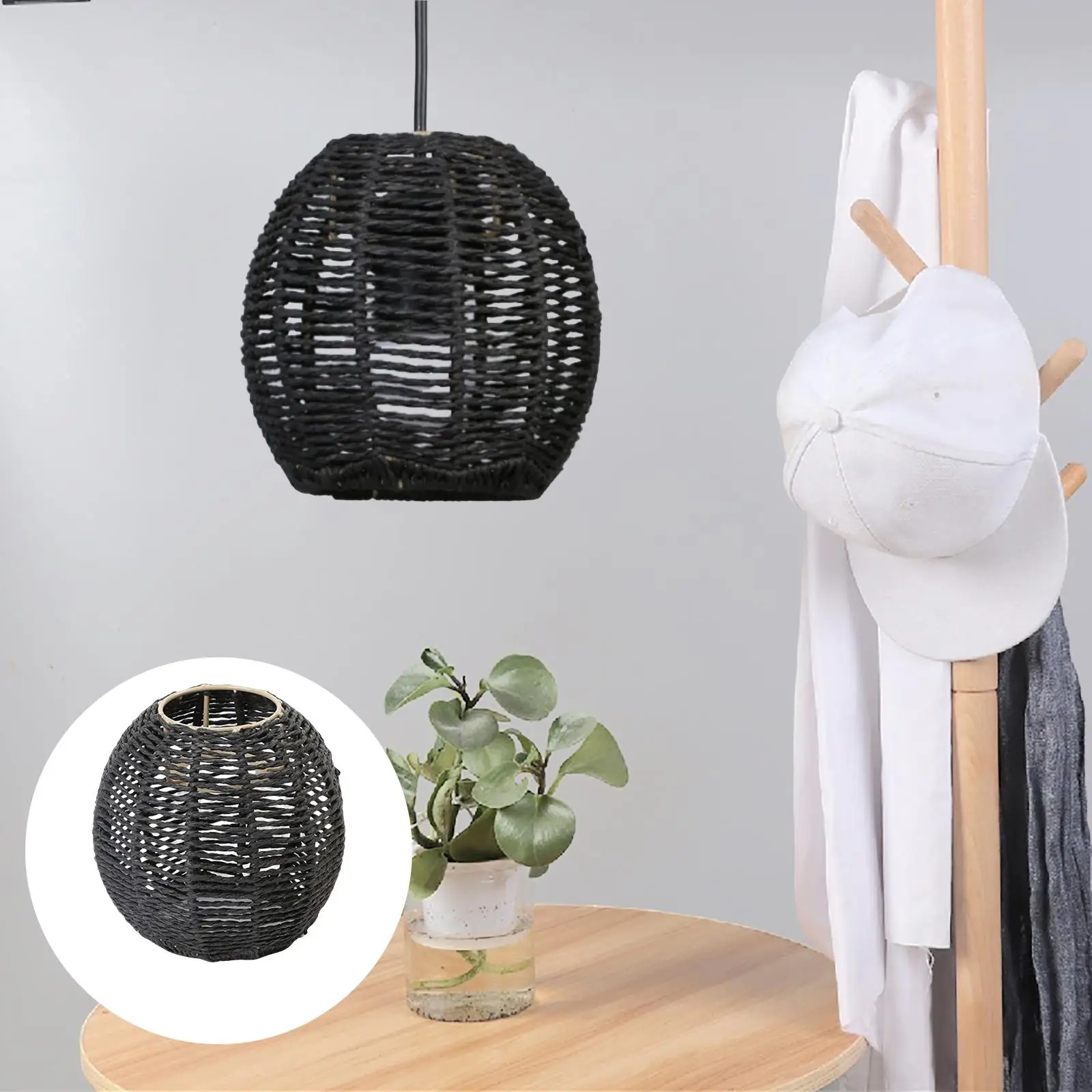 

2x Pendant Lamp Shade Wicker Rattan Chandelier Cover for Bedroom Kitchen Restaurant Decor