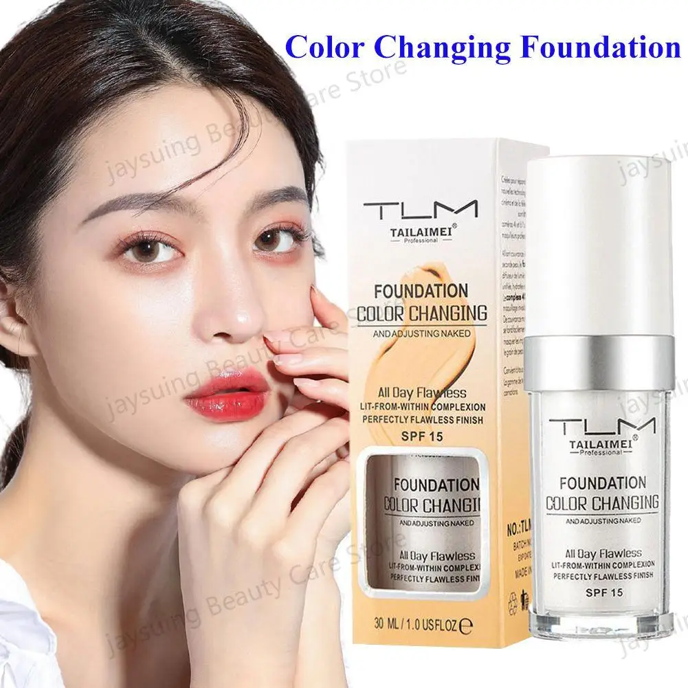 Podkład zmieniający kolor Baza pod makijaż Nude Face Full Cover Matte Concealer Długotrwały podkład w płynie do makijażu 30ml