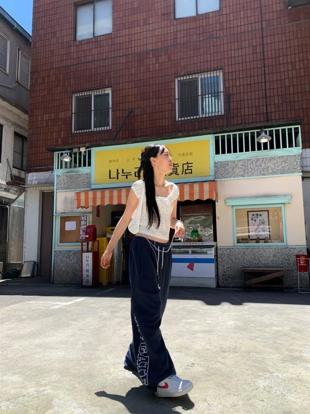 ローウエストワイドレッグパンツアメリカンストリートSle刺繍ストレートカットカジュアルスウェットパンツ韓国版通勤Sle