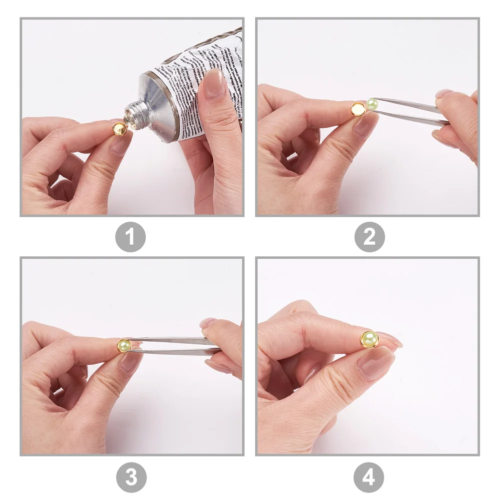 300Pcs 304 Stainless Steel Stud Earring Cabochon Settings Flat Round Golden Color Post Cup For DIY Ear Jewelry Making Findings