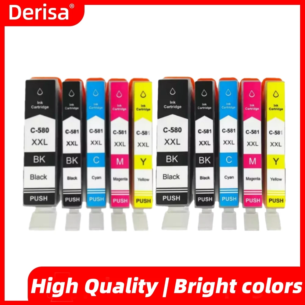 Derisa 2Set  Ink Cartridges PGI580 CLI581 pgi 580 581 For Canon Pixma TS705 TR7550 TR8550 TS6150 TS6250 TS8150 TS8250 Printer