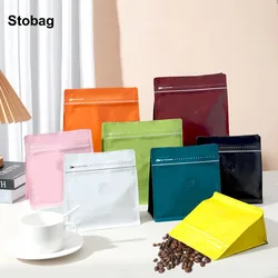 StoBag 50pcs Color Frosted Coffee Beans Packaging Bag Stand Up Octagonal Food Sealed Aluminum Foil Storage Reusable Pouches