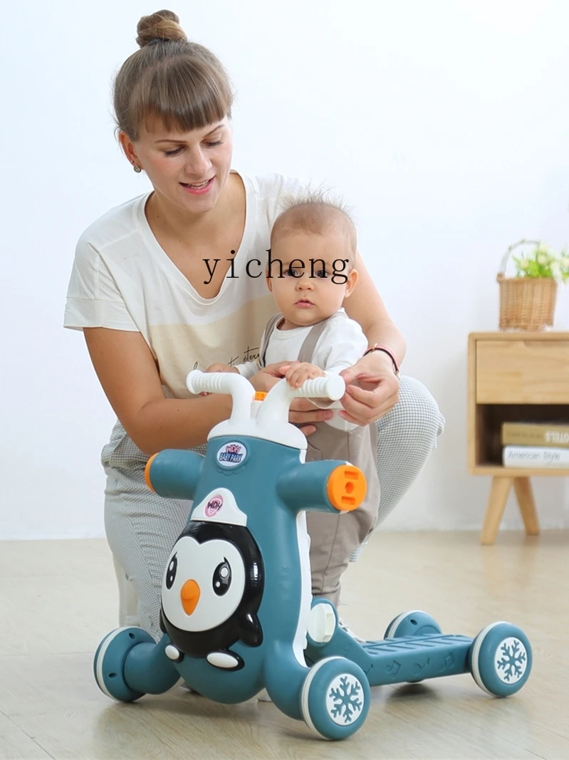 Trotteur pour bébé trois en un, chariot pour apprendre à marcher, anti-basculement, anti-o-jambe