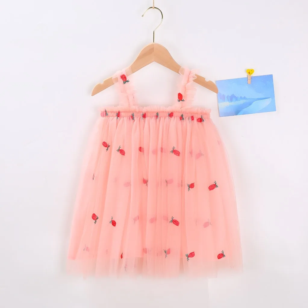 Süßes Tutu-Kleid für Kleinkinder und Mädchen, ärmellos, Sommer, neu, mit Stickerei, Blumenmuster, Netzkleid, Prinzessinnenkleid für kleine Mädchen – Detail 15