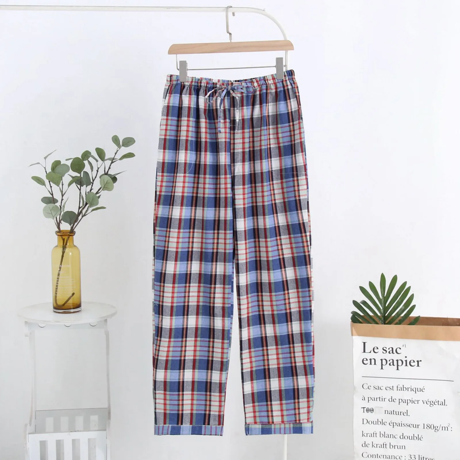 Men's Home Pants Fashion Casual Large Plaid Pajama Trousers Can Be Worn Outside Pajamas Clothing For Man Fast Shipping