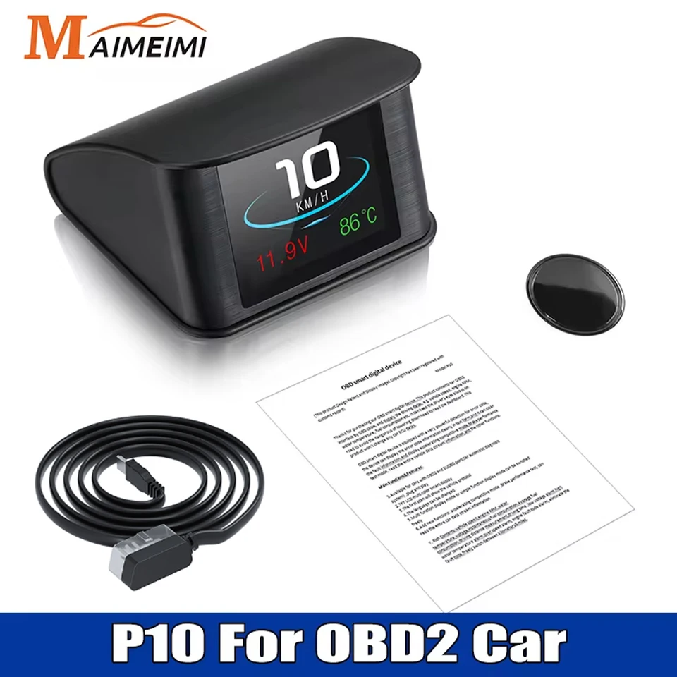 P10 OBD2 HUD 자동차 헤드 업 디스플레이 TFT LCD 디지털 속도계 연료 소비 수온이있는 자동 온보드 컴퓨터