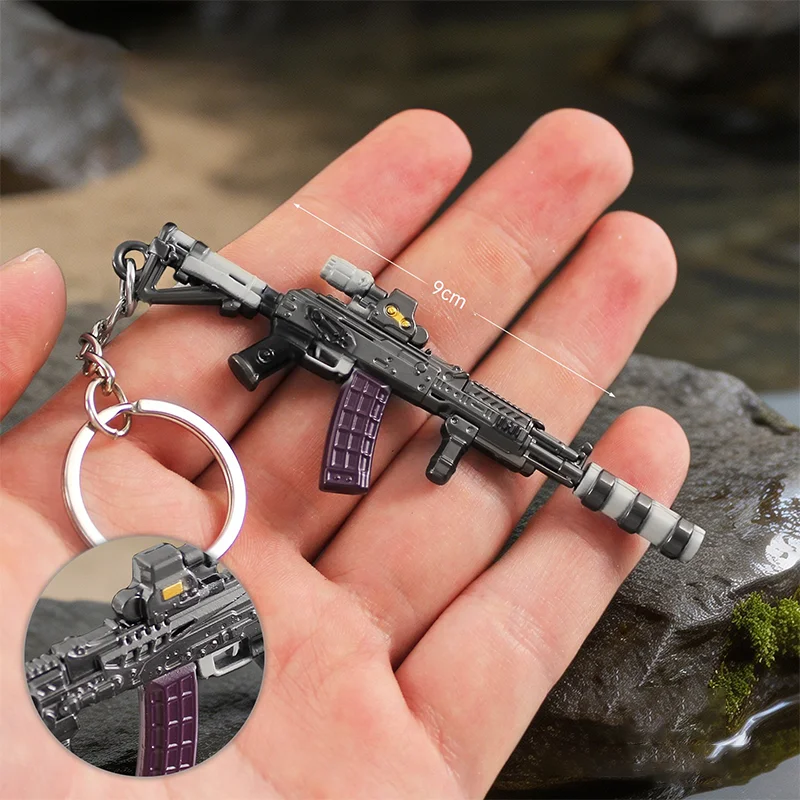 9cm Arena Breakout Gun Model Keychain AK102 Tactical Master Mini Alloy Keyring Game Pendant Gifts Collections Accessories view 2
