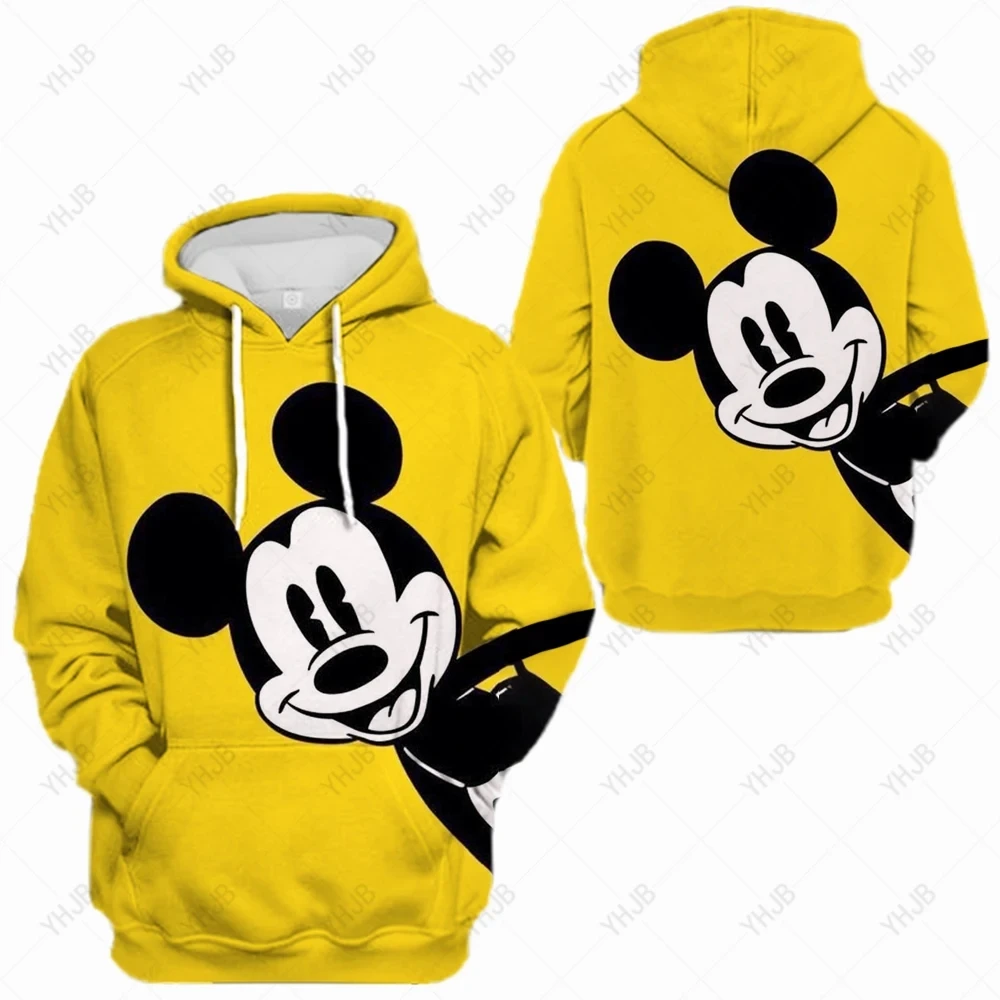 Disney-Moletom feminino impresso Mickey Spice, moletom dos desenhos animados, top, moda versátil, design original