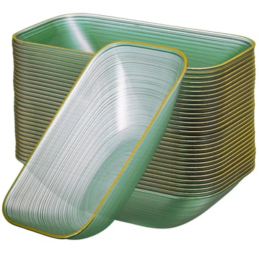 30 Pack Bowls] Ribbed Collection Plastic Party Dip Bowls Premium heavyweight Elegant Ice Cream Bowls Disposable Tableware Dishe