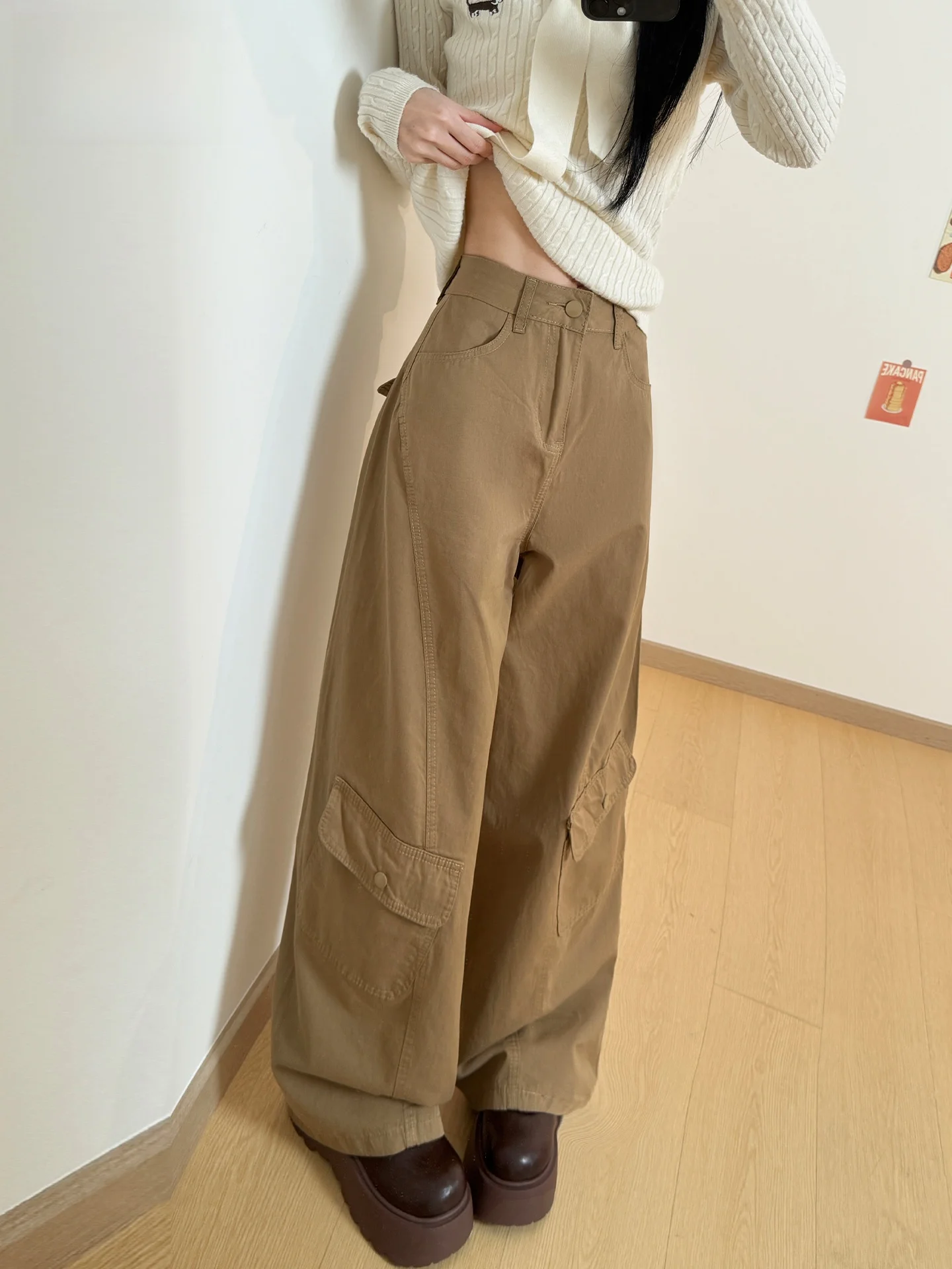 

American Style High Waist Straight Leg Workwear Pants Women's Summer Thick Thigh Wide Hip Pear Shaped Body Wide Leg Casual Pants