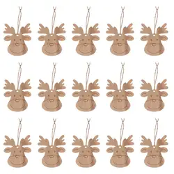20pc Wood Elk Slice Christmas Reindeer Face Design Wood Chip DIY Handmade Elk Labelsdant kid Graffiti Chip Xmas tree party decor