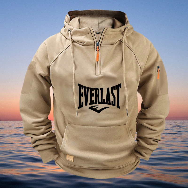 

High-quality men's fashionable casual fitness long-sleeved hooded sweatshirt in European size S-3XL for autumn and winter 2025