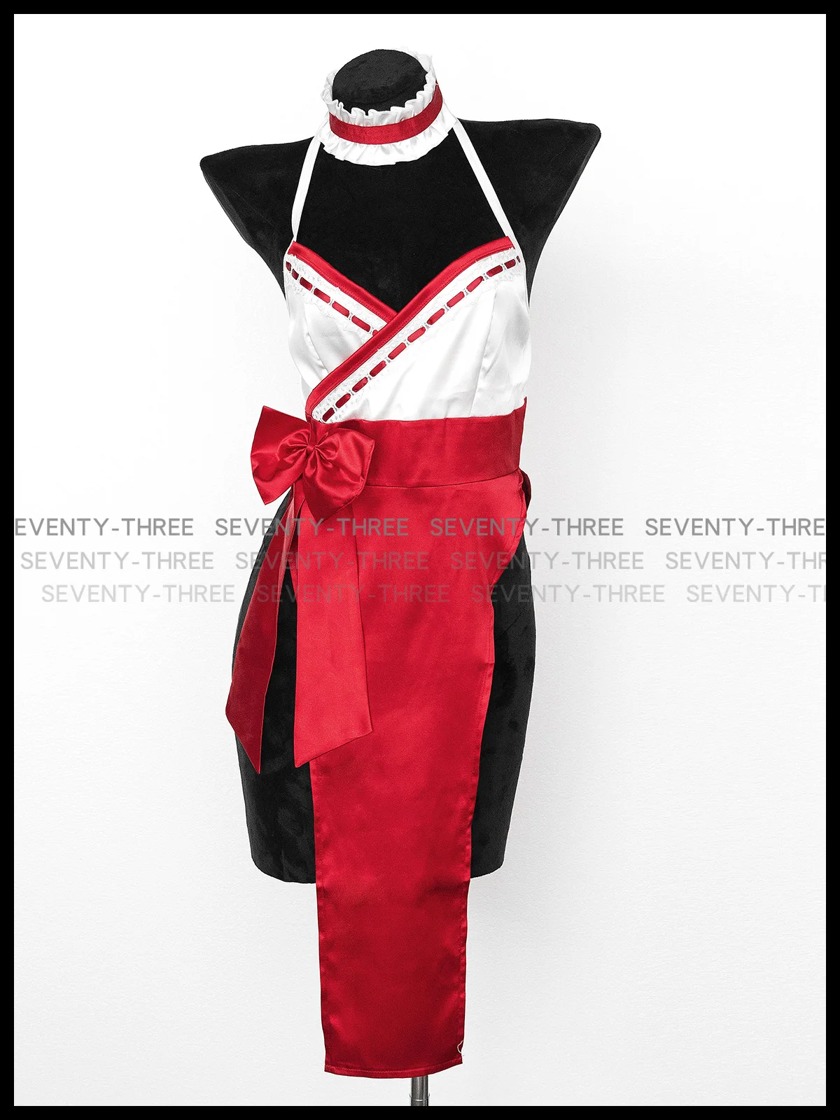 Women Japanese Anime Miko Cosplay Outfit, Red And White Kimono Bra And Panty Set Witch Cosplay Costume