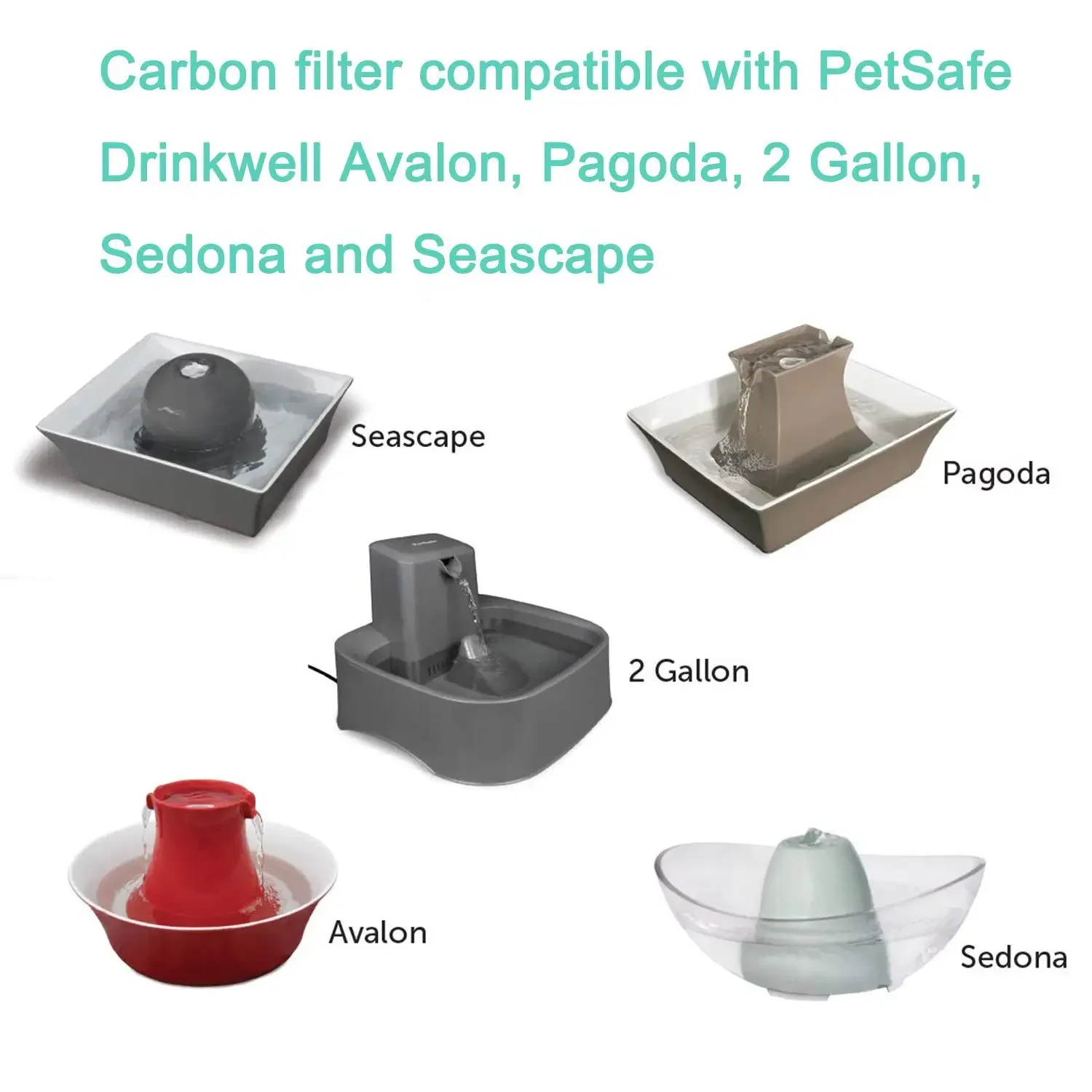 8 Carbon Filters 8 Foams Pre-Filter Replacement Compatible with PetSafe Avalon/Pagoda/Sedona Dog and Cat Pet Water Fountain