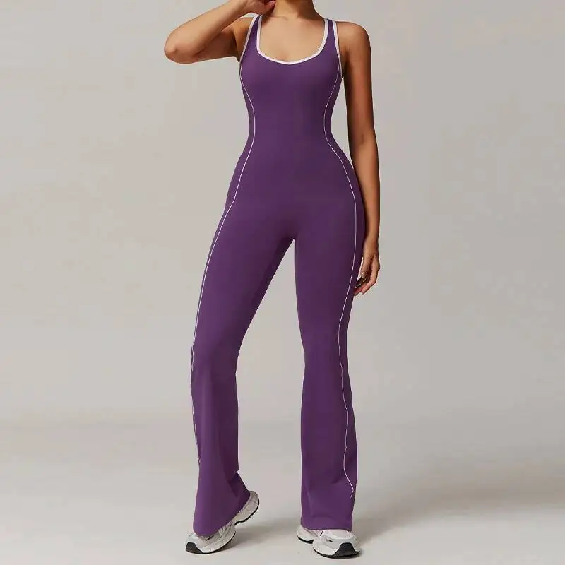

Backless Sports Overalls Female Rompers Quick Dry Yoga Clothes Sleeveless Jumpsuit Workout One Piece Suit Women