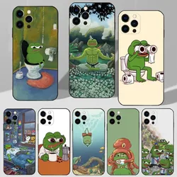 Funny P-Pepe the Frog Phone Case For iPhone 16,15,14,13,12,11 Plus,Pro Max,XS,X,XR,SE,Mini,8,7 Soft Silicone Black Cover