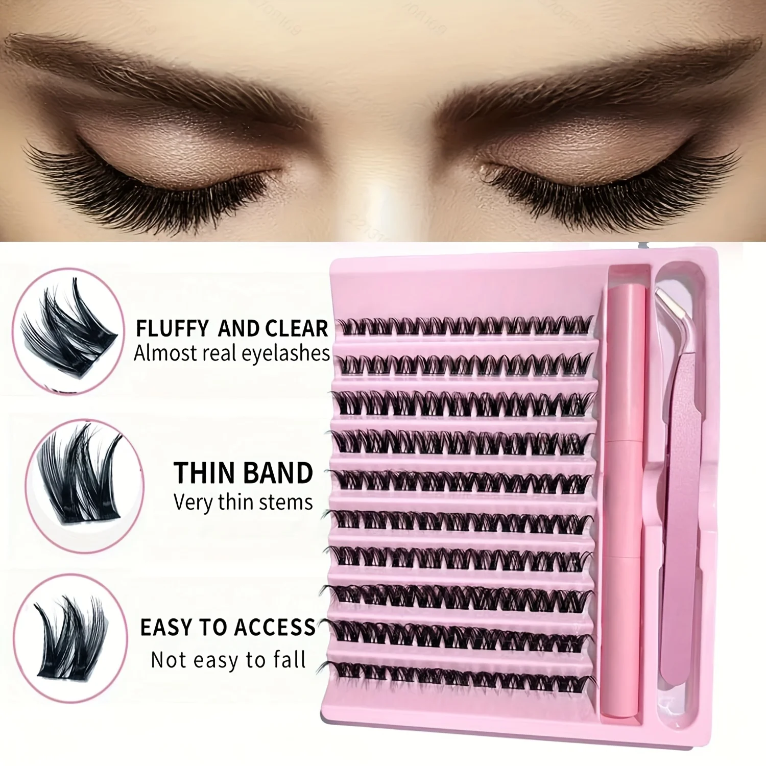 Kit d'extension de cils à faire soi-même, faux grappes de cils, outils de maquillage pour coller les cils, accessoires de colle