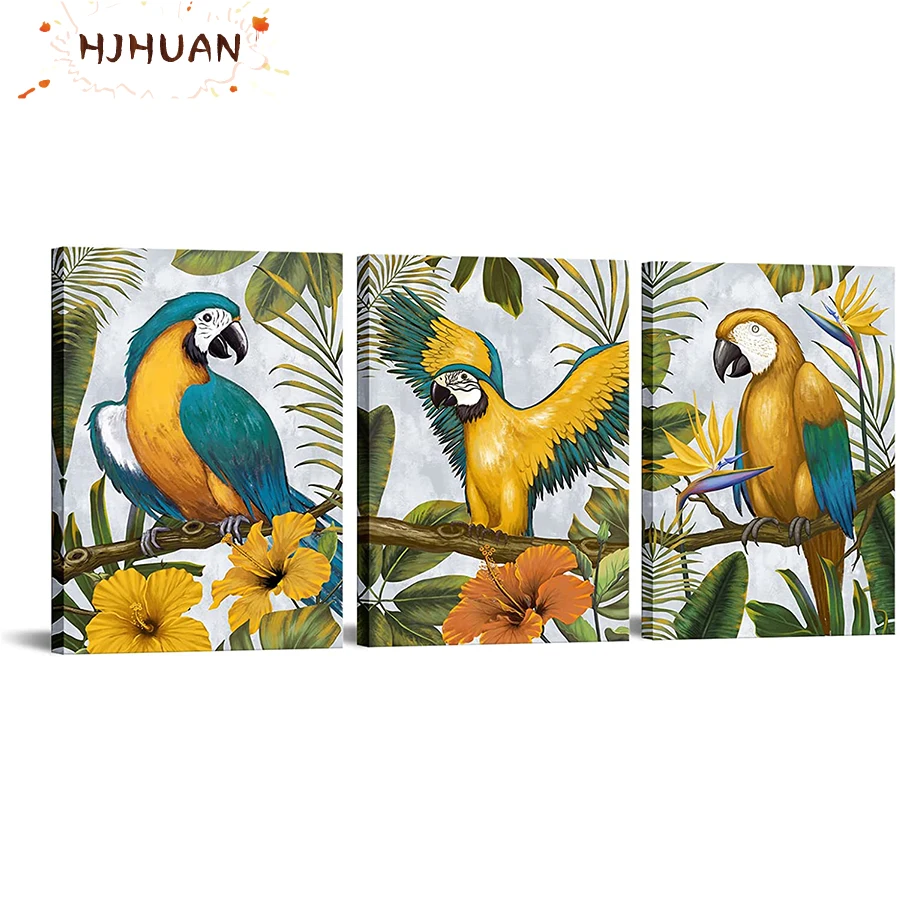 

3pcs animal art, parrot Diamond Painting Cross Stitch Kits Full drill Embroidery Mosaic Art Picture of Rhinestones Decor gift