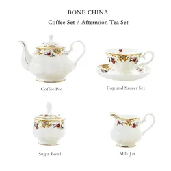 European Household Coffeeware Bone China, Coffee Service Items Set, British Tea Pots, Espresso Cup and Saucer, Ceramic Teaware