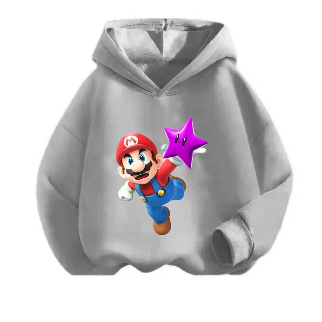 

2025 New Casual Tracksuit Kids Hooded Pullover Hooded Super Mario Cosplay Harajuku Cartoon Hoodies Casual Fashion Sweatshirt