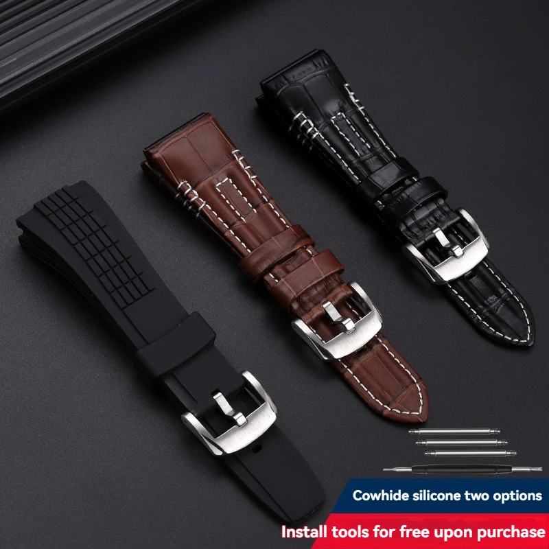 Cinturino per orologio in vera pelle da 26 mm per Seiko VELATURA SRH013 SPC007J1 Sostituzione cinturino orologio da uomo, morbida pelle di vitello