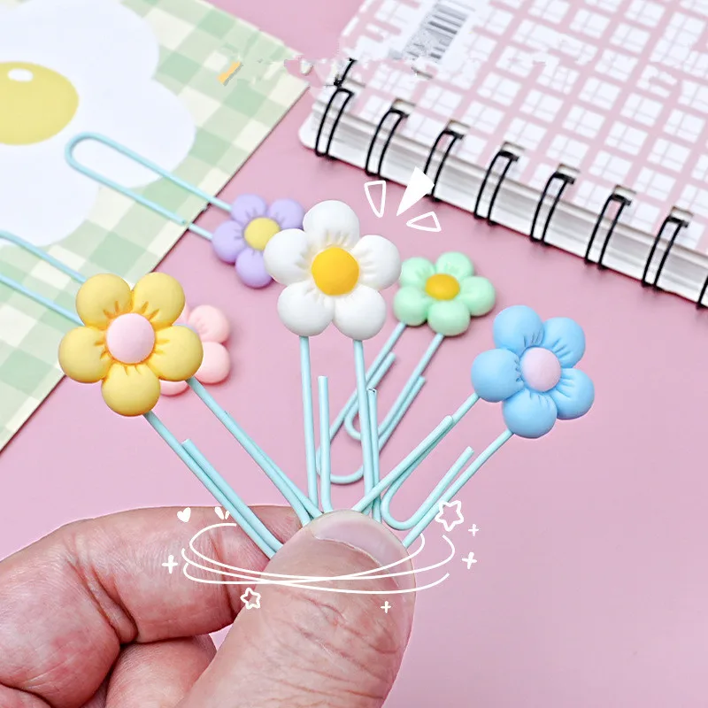 10PCS Flower Paper Clips Cute Office Stationery For Document Marking Bookmark Holders Desk Organization Office School Supplies