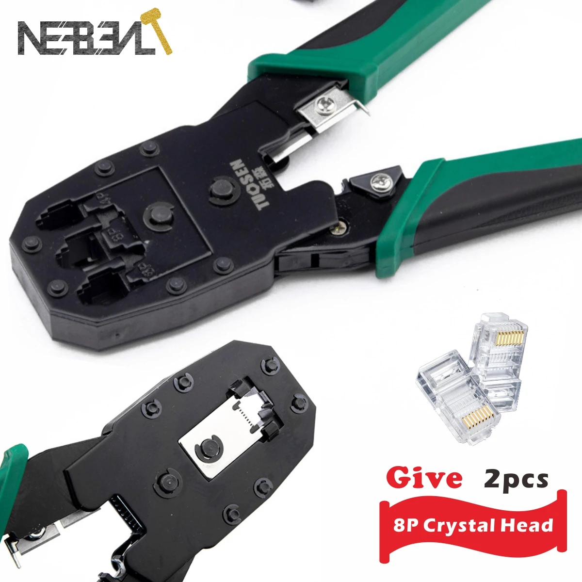 Beginner-Friendly RJ45 Crimper Kit-3-in-1 Ethernet Pliers with Stripper & Punch Down for Cat5 Cat6 RJ12 RJ11, Easy Network Se