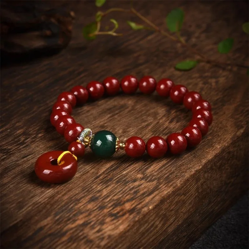 Cinnabar Zhaocai Nafu Ping An Buckle Bracelet for Men and Women