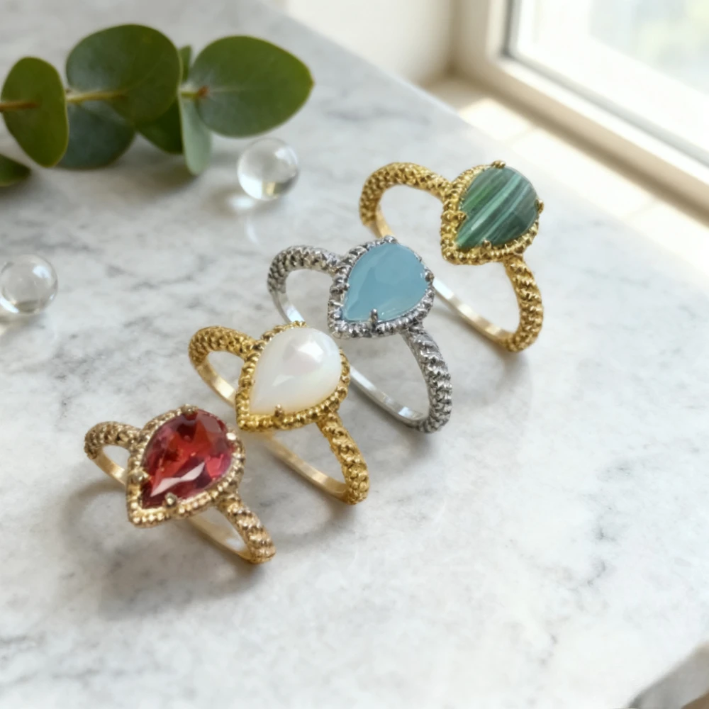 

French Luxury Water Droplet Pear shaped Serpent Bohème Women's Ring Silver Material High-quality Charming Engagement Gift