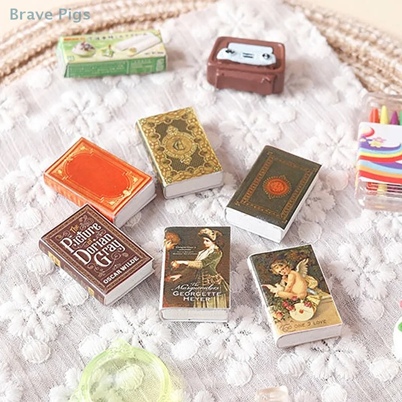 6Pcs 1:12 Dollhouse Miniature Book Comic Book Small Books Mini Model Kids Pretend Play Toys Doll House Accessories