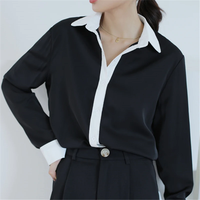 Autumn Korean Chiffon Women's Blouse 2023 New Vintage Long Sleeve Turn-down Collar Classic Office Shirts Chic Tops Female