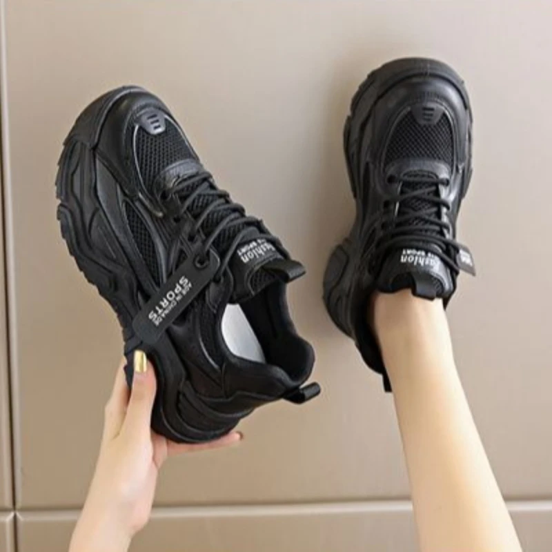 2026 Summer Trending Ladies Crystal Cutout Dad Sneaker Net Airy Everyday Clunky Trainer