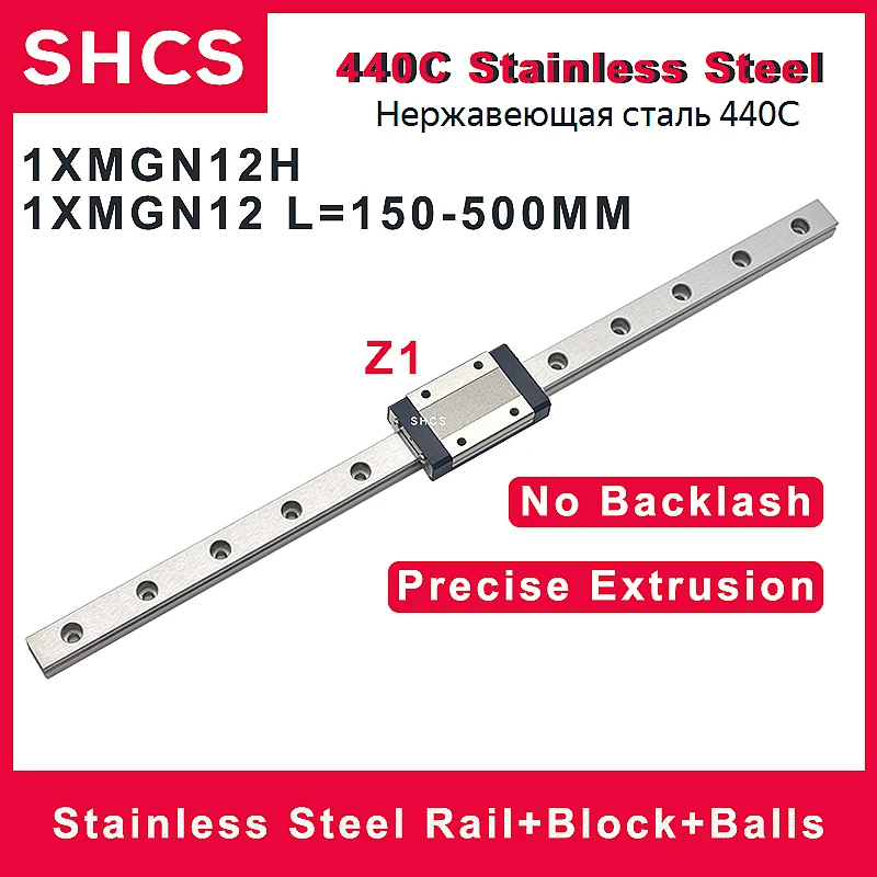 

MGN12H Z1 MGN12 MGN12H Stainless Steel Linear Guide 300mm 320mm 350mm 400mm 450mm 500mm with MGN12H Preload Z1 Carriage Block