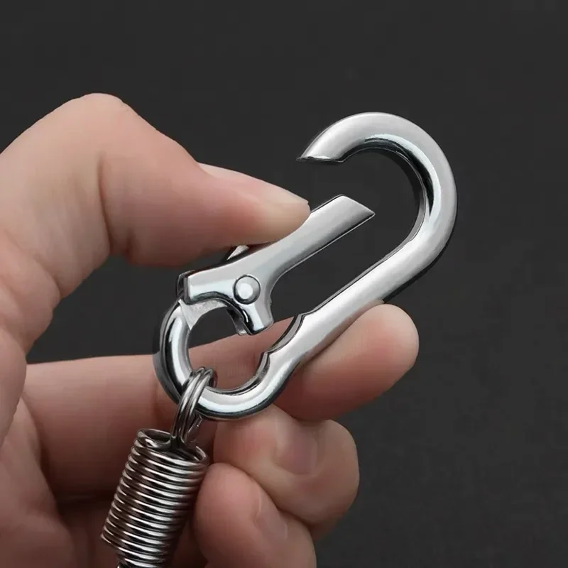 Spring Keychain Zinc Alloy Carabiner Buckle Key Rings Anti-lost Climbing Hook Car Keychians Man Metal Key Chains Accessories