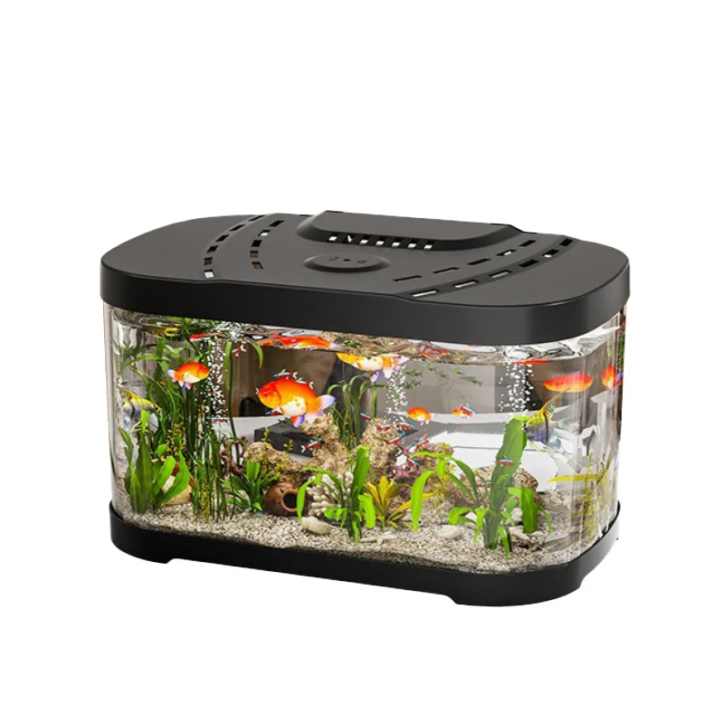 

Goldfish tank with filter ecological tank household living room landscaping aquarium turtle tank transparent plastic tank