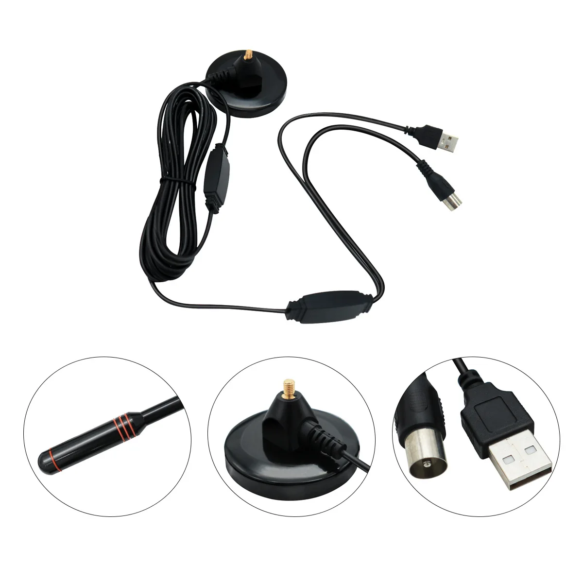 TV Antenna Outdoor Indoor Antennas with Magnetic Base and Cable for TV Tuner-35 Mile VHF UHF DTMB ISDB