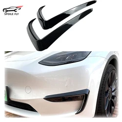 2020 To Up For Tesla Model Y Front Bumper Spoiler Fog Lamp Hoods Trim Cover Air Knife Splitter Body Kit Tuning By Glossy Black