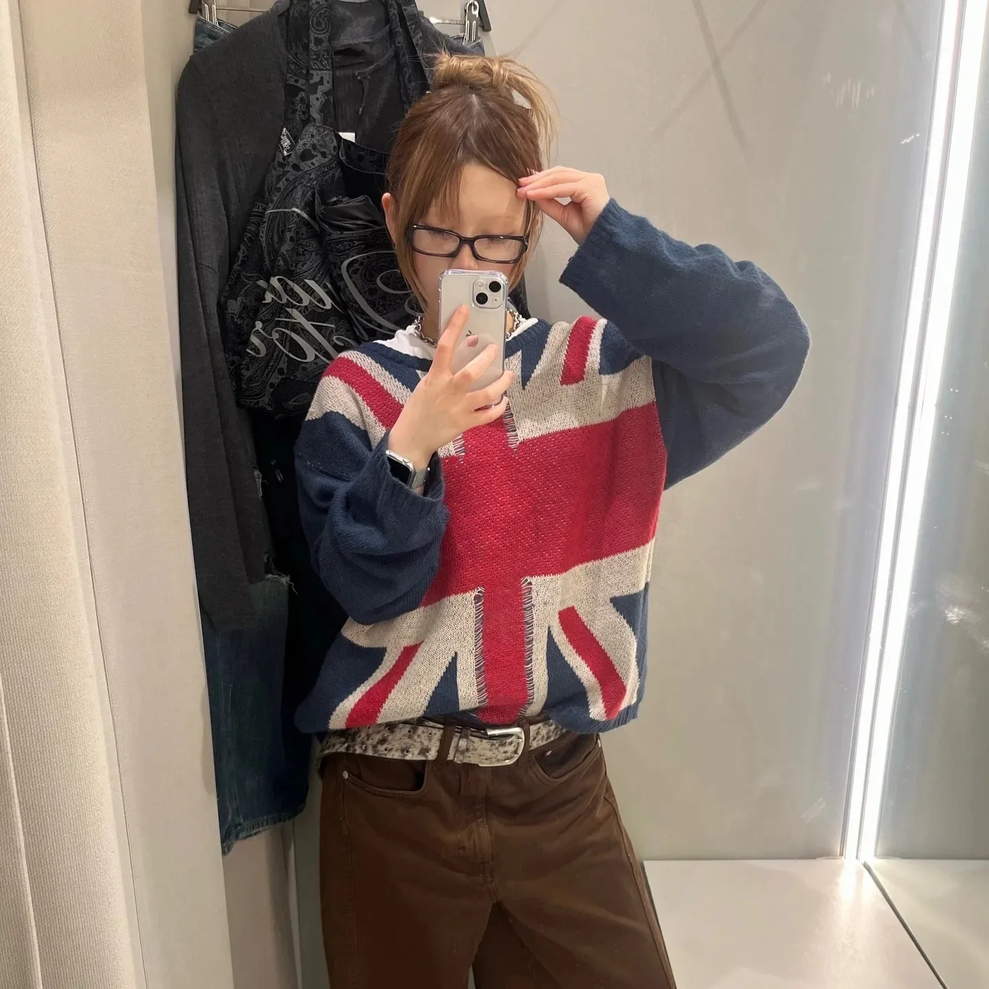 

Loose Casual Long-Sleeved Sweater Female Cartoon Crocheted Knitted Warm and Comfortable All-Matching Jumper Female INS style