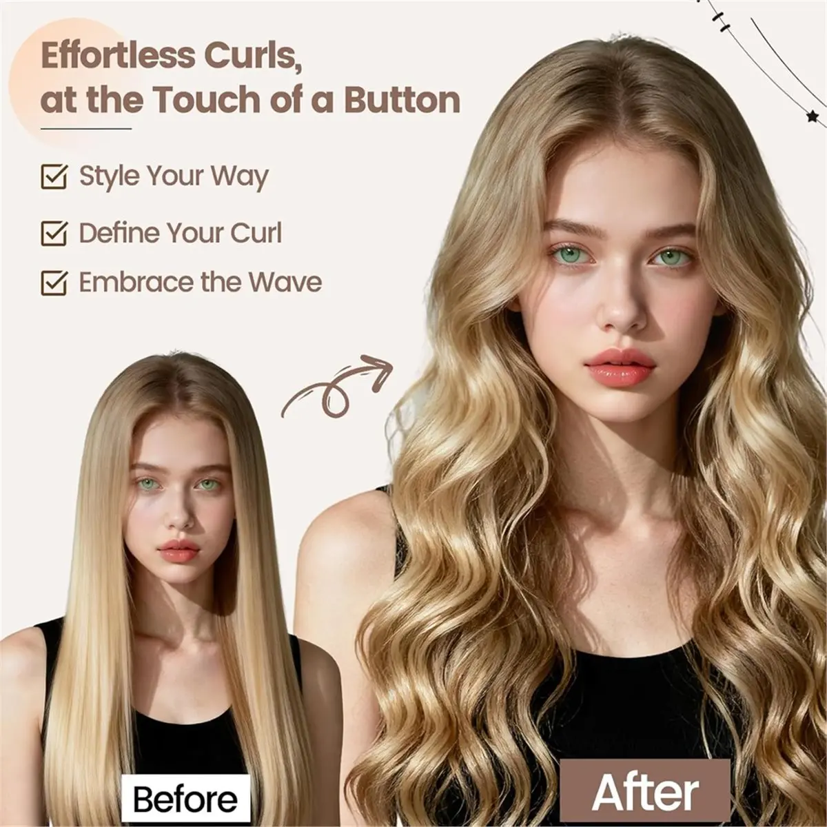 [Vend for]Round Brush Attachment Long Hair Curling Barrels for FlexStyle HD400 for Straight Wavy Curly and Coily Hair 55MM