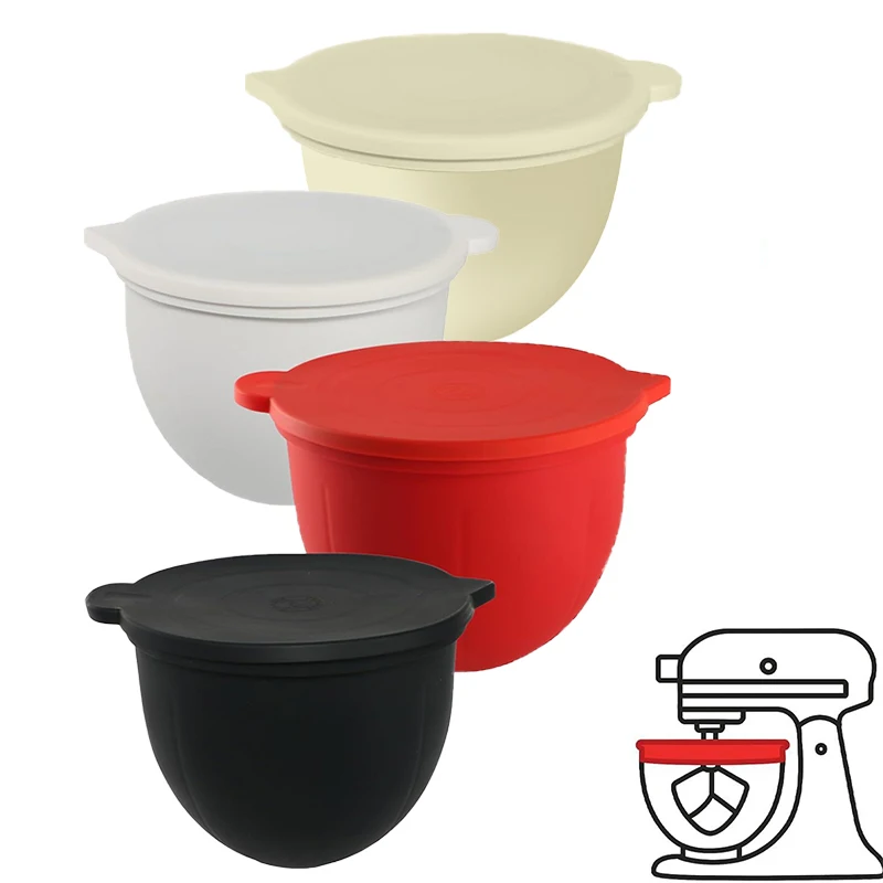 

4.5–5 QT Silicone Bowl Liners With Lids Compatible With Kitchen Aid Tilt-Head 4.5/5 Quart Mixers