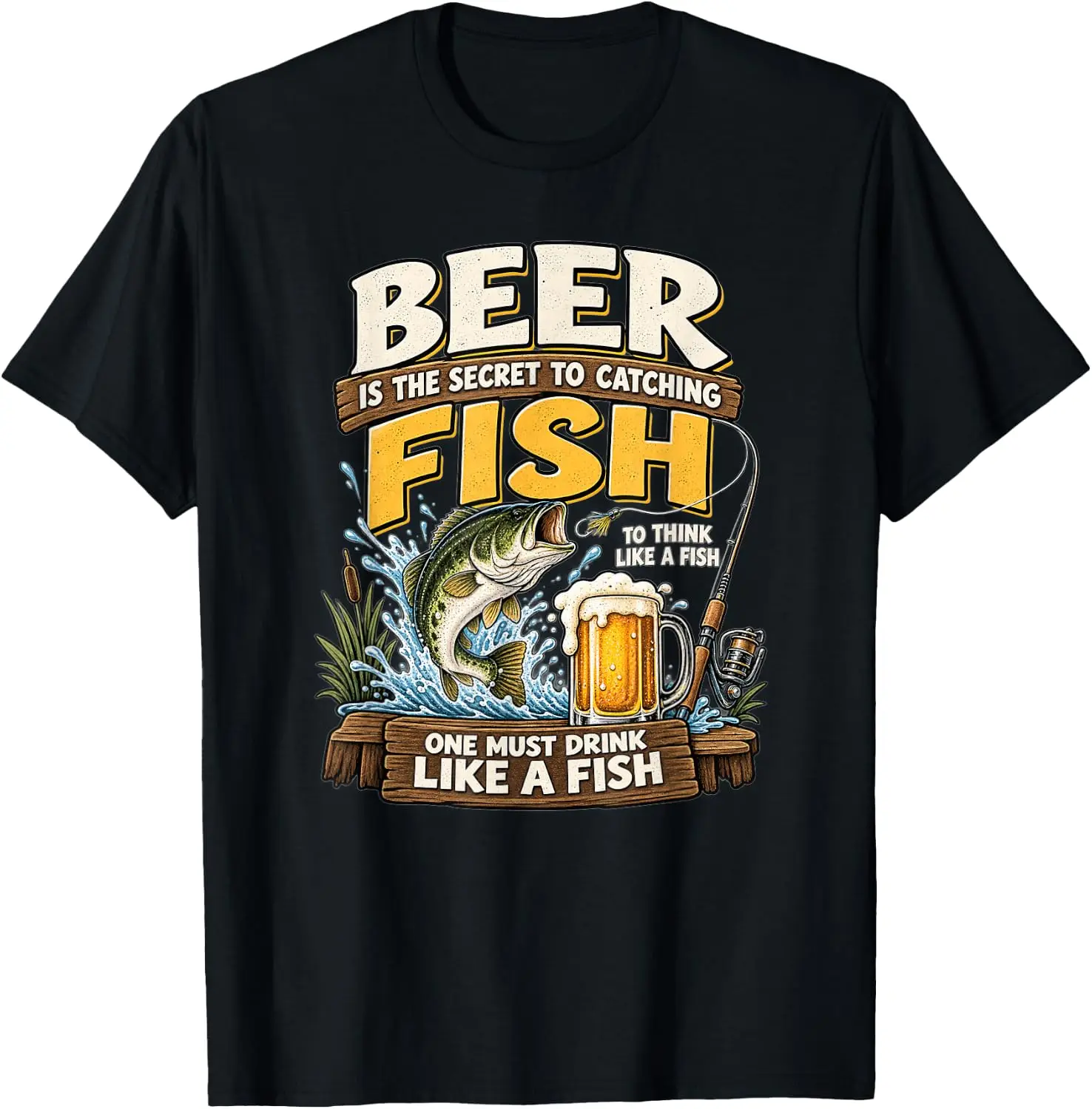 Beer Is The Secret To Catching Fish T-Shirt Fun 100% Cotton Short-Sleeve Shirt – A Gift For Halloween Or Christmas.