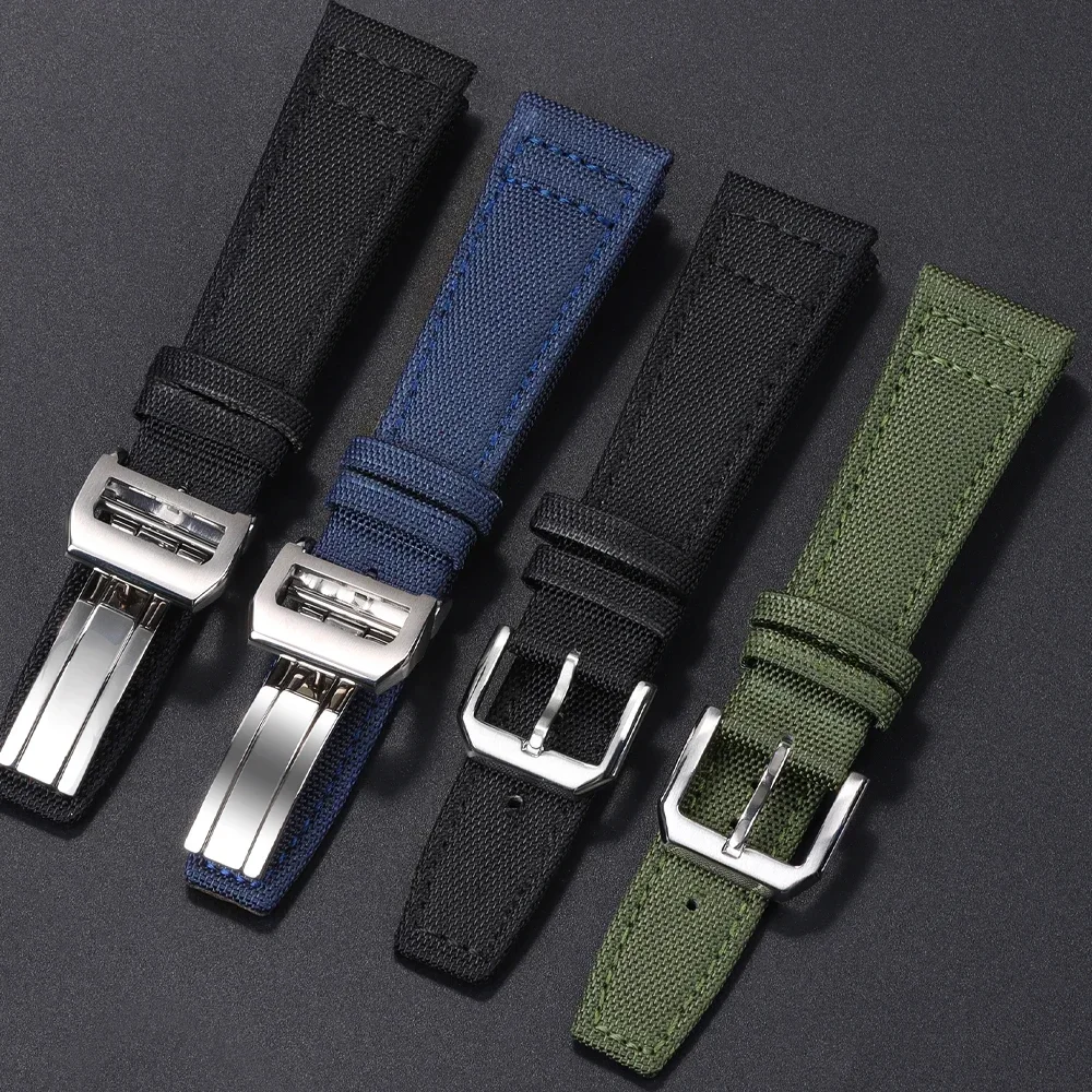 Canvas + Leather Watchband for IWC PILOT Portugal Watch Strap 20mm 21mm 22mm Bracelet Nylon Cowhide Bracelet Wrist Belt