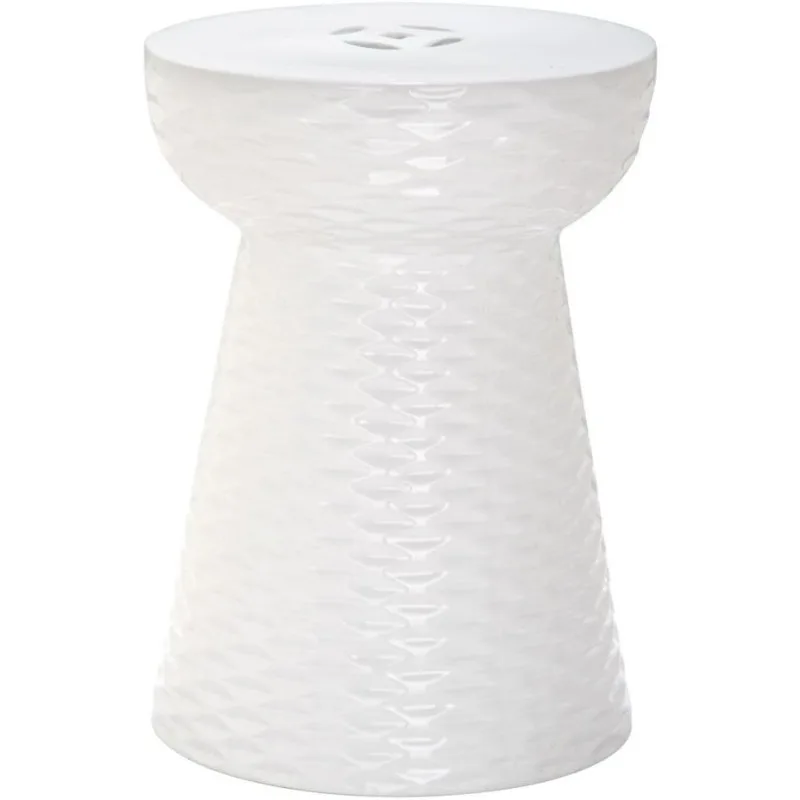 

Glazed Ceramic Decorative Garden Stool, White